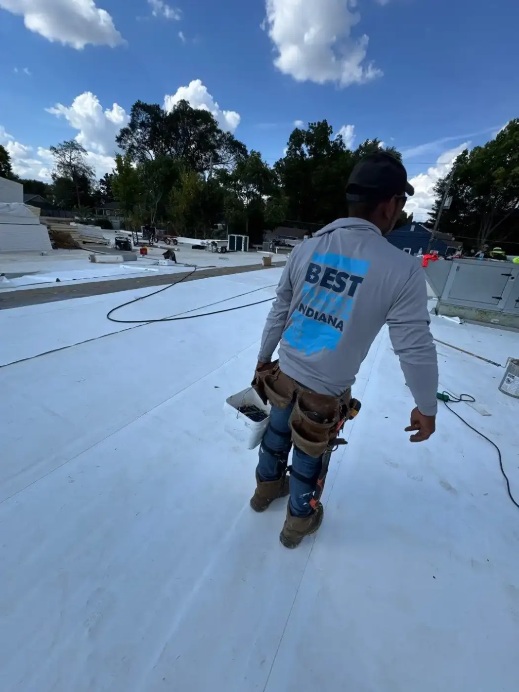 Commercial roof inspection documented in Carmel Arts District